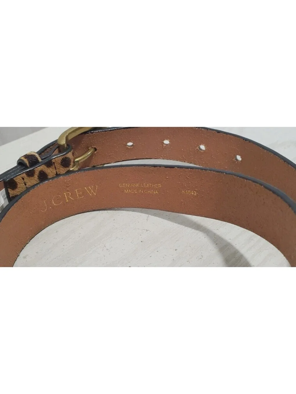 J Crew Leopard Hair Print Belt Brown Animal Print Leather Medium 41